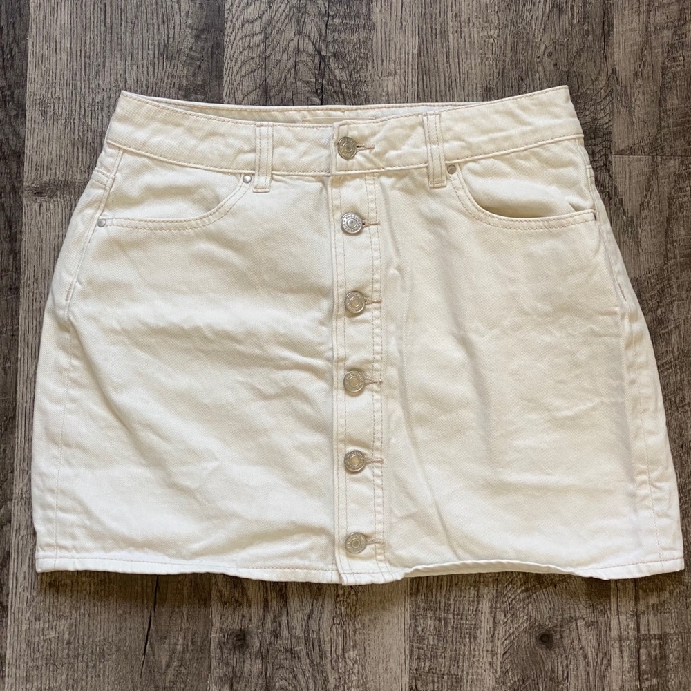 White button up mini skirt